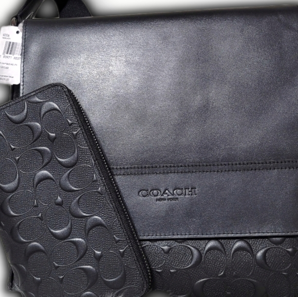 ✅ Coach 2 Set Bag Wallet NWT Signature leather Shoulder Laptop Computer bag - Picture 3 of 11